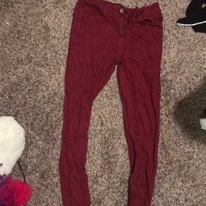 Burgundy skinny jeans